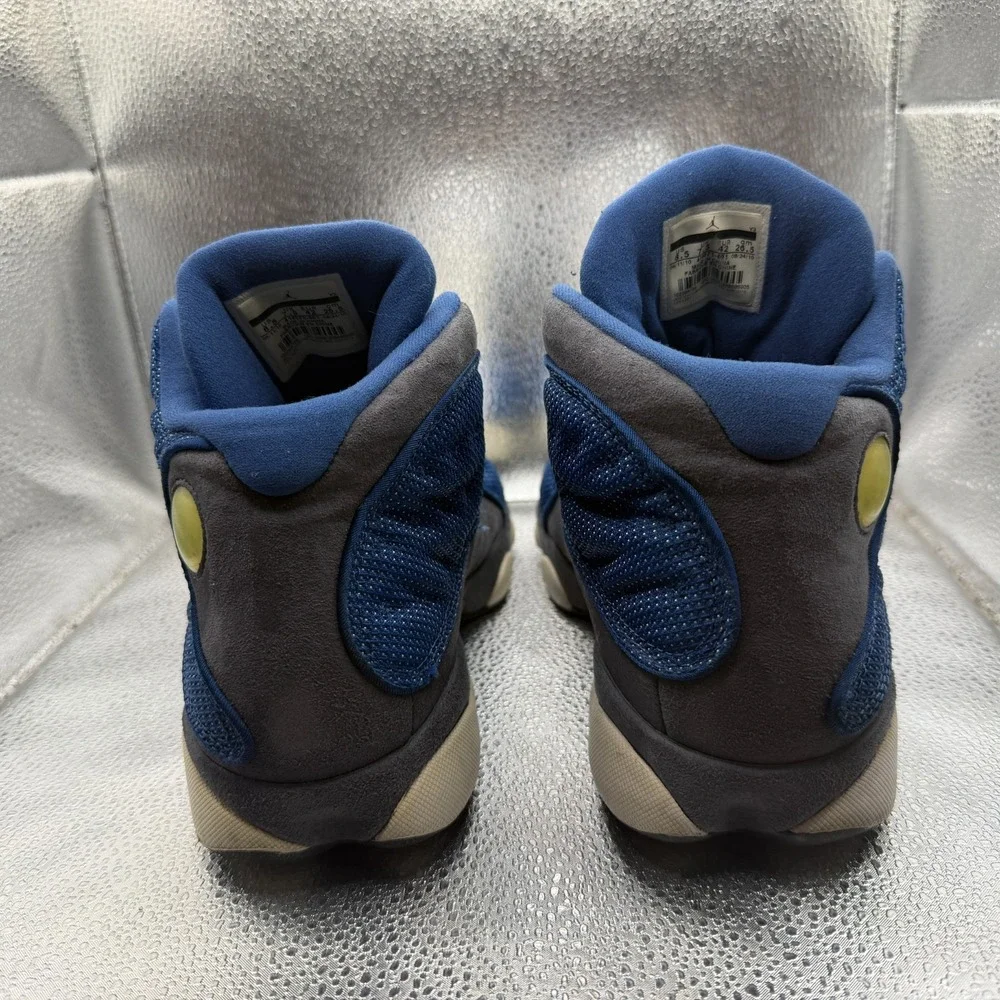 Size 8.5 Jordan 13 Retro 2010 Flint French Blue Gray White Mens Shoes 414571-401